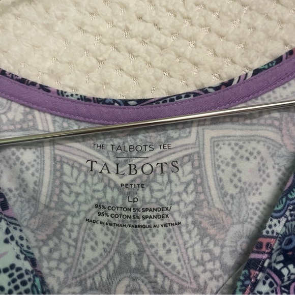 Talbots Purple and Black Patterned Long Sleeve Top Size LP Cotton Blend Classic - Picture 2 of 11